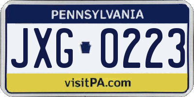PA license plate JXG0223