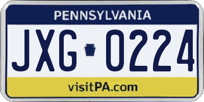 PA license plate JXG0224