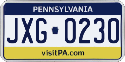 PA license plate JXG0230