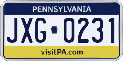 PA license plate JXG0231