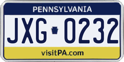 PA license plate JXG0232