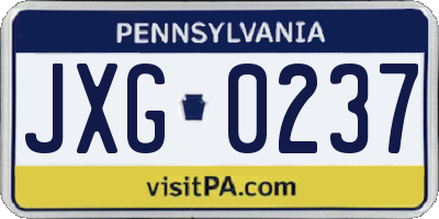 PA license plate JXG0237