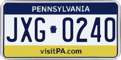 PA license plate JXG0240