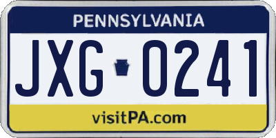 PA license plate JXG0241