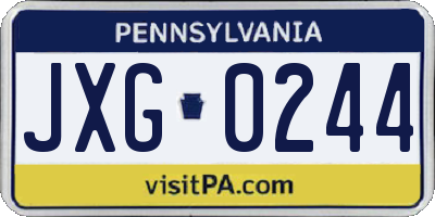 PA license plate JXG0244