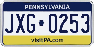 PA license plate JXG0253