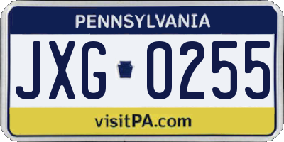 PA license plate JXG0255