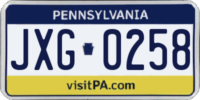 PA license plate JXG0258