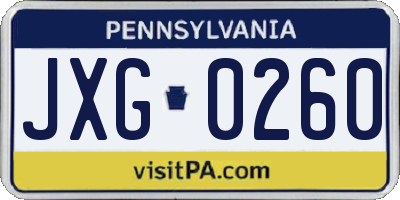 PA license plate JXG0260