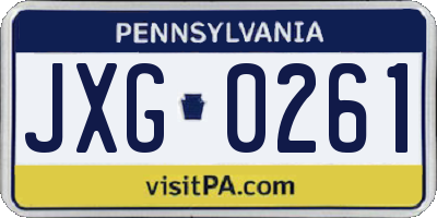 PA license plate JXG0261