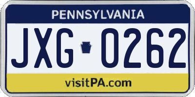 PA license plate JXG0262