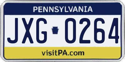 PA license plate JXG0264