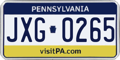 PA license plate JXG0265