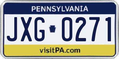 PA license plate JXG0271