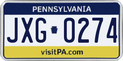 PA license plate JXG0274
