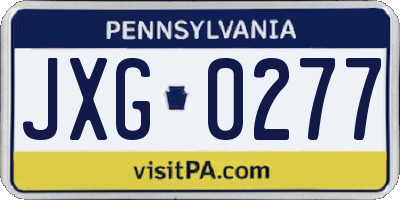 PA license plate JXG0277