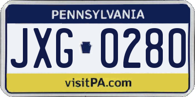 PA license plate JXG0280