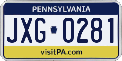 PA license plate JXG0281