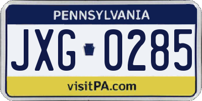 PA license plate JXG0285