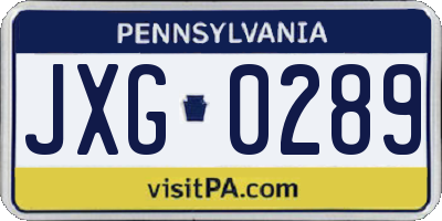 PA license plate JXG0289