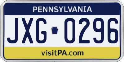 PA license plate JXG0296