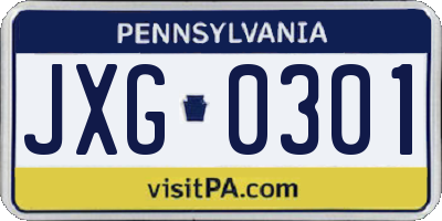 PA license plate JXG0301