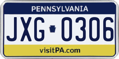 PA license plate JXG0306