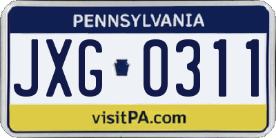 PA license plate JXG0311