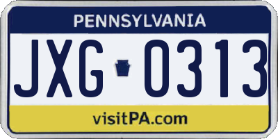 PA license plate JXG0313