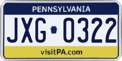 PA license plate JXG0322