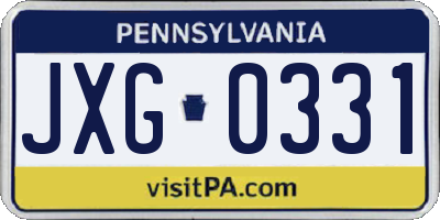 PA license plate JXG0331