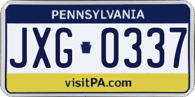 PA license plate JXG0337