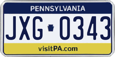 PA license plate JXG0343