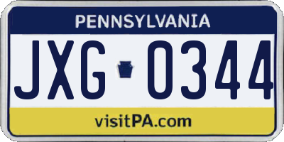 PA license plate JXG0344