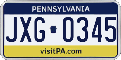 PA license plate JXG0345