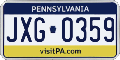 PA license plate JXG0359