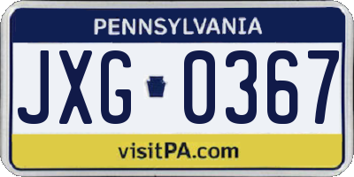 PA license plate JXG0367
