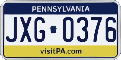 PA license plate JXG0376