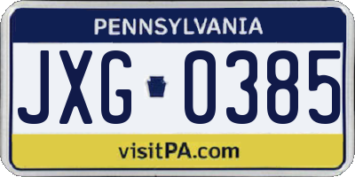 PA license plate JXG0385