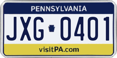 PA license plate JXG0401