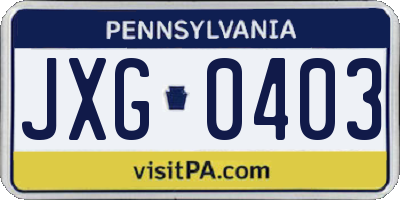 PA license plate JXG0403