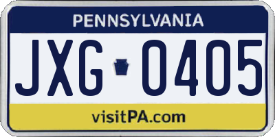 PA license plate JXG0405