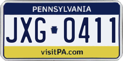 PA license plate JXG0411
