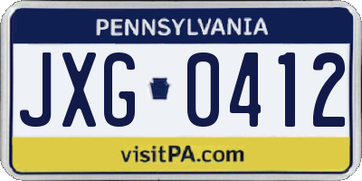 PA license plate JXG0412