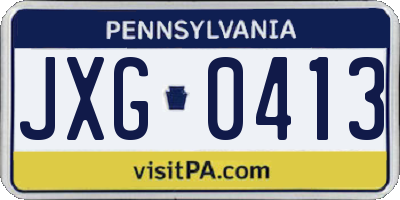 PA license plate JXG0413