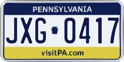 PA license plate JXG0417
