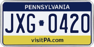 PA license plate JXG0420