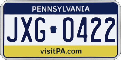 PA license plate JXG0422