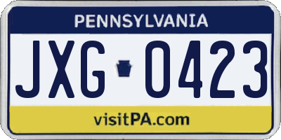 PA license plate JXG0423
