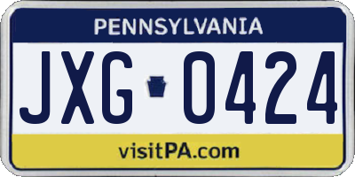 PA license plate JXG0424